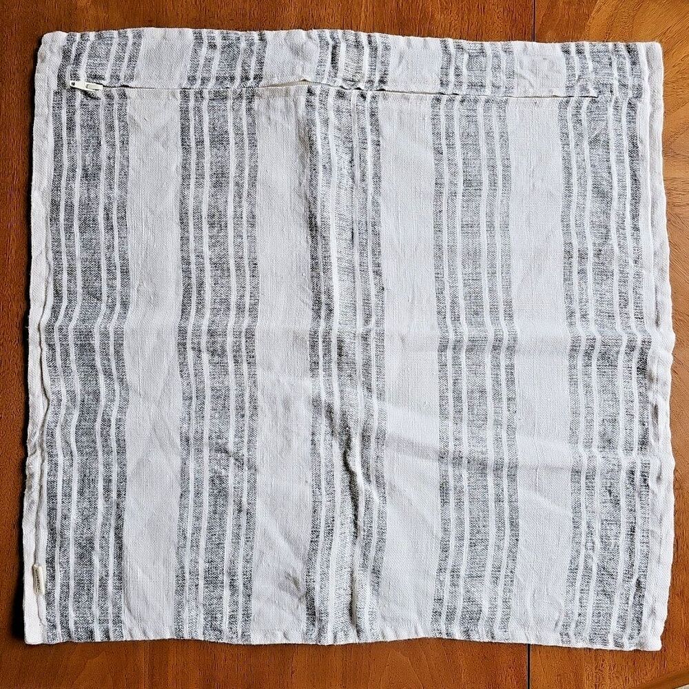 Arhaus 100% Linen Pillow Covers lot 6 Black White Stripe Boho Coastal Farmhouse - Picture 8 of 11